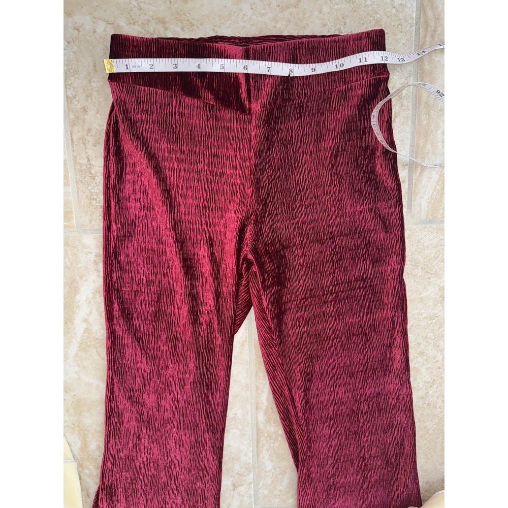 Free People So Charming Cranberry Velvet High Waisted Flare Leg Pants Size XS - Picture 6 of 10